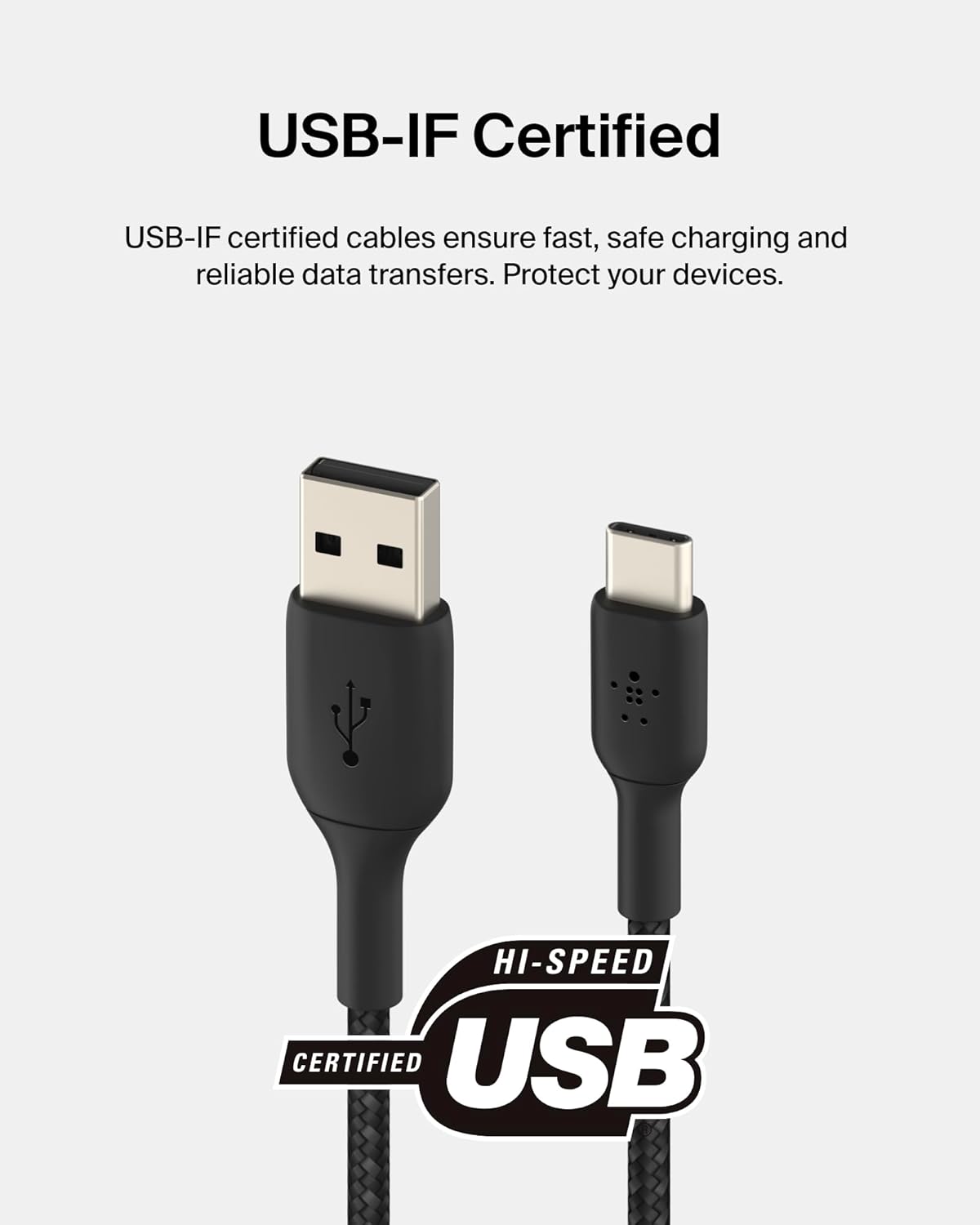 Belkin BoostCharge Braided USB-C to USB-A Cable (1M/3.3ft)