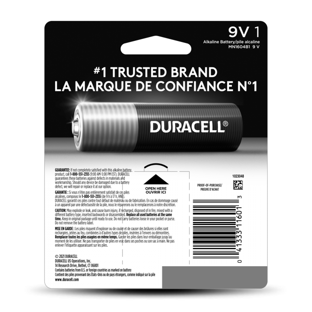 Duracell Coppertop 9V Alkaline Battery - 1 Count