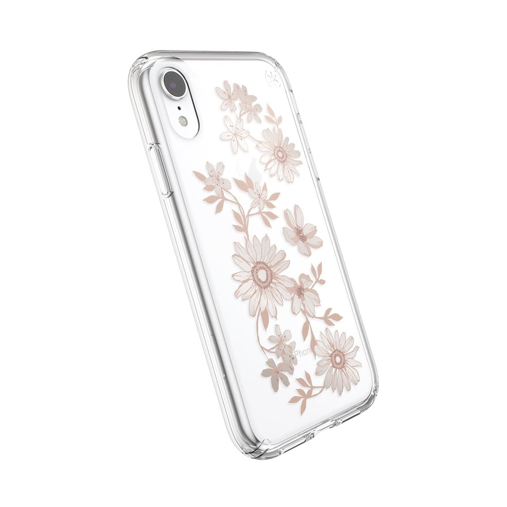 Speck Presidio Clear + Print Case for Phone XR - Clear/Fairytale Floral Reach Gold