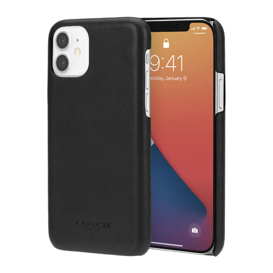 Coach Leather Protective Case for iPhone 12 and 12 Pro - BLACK