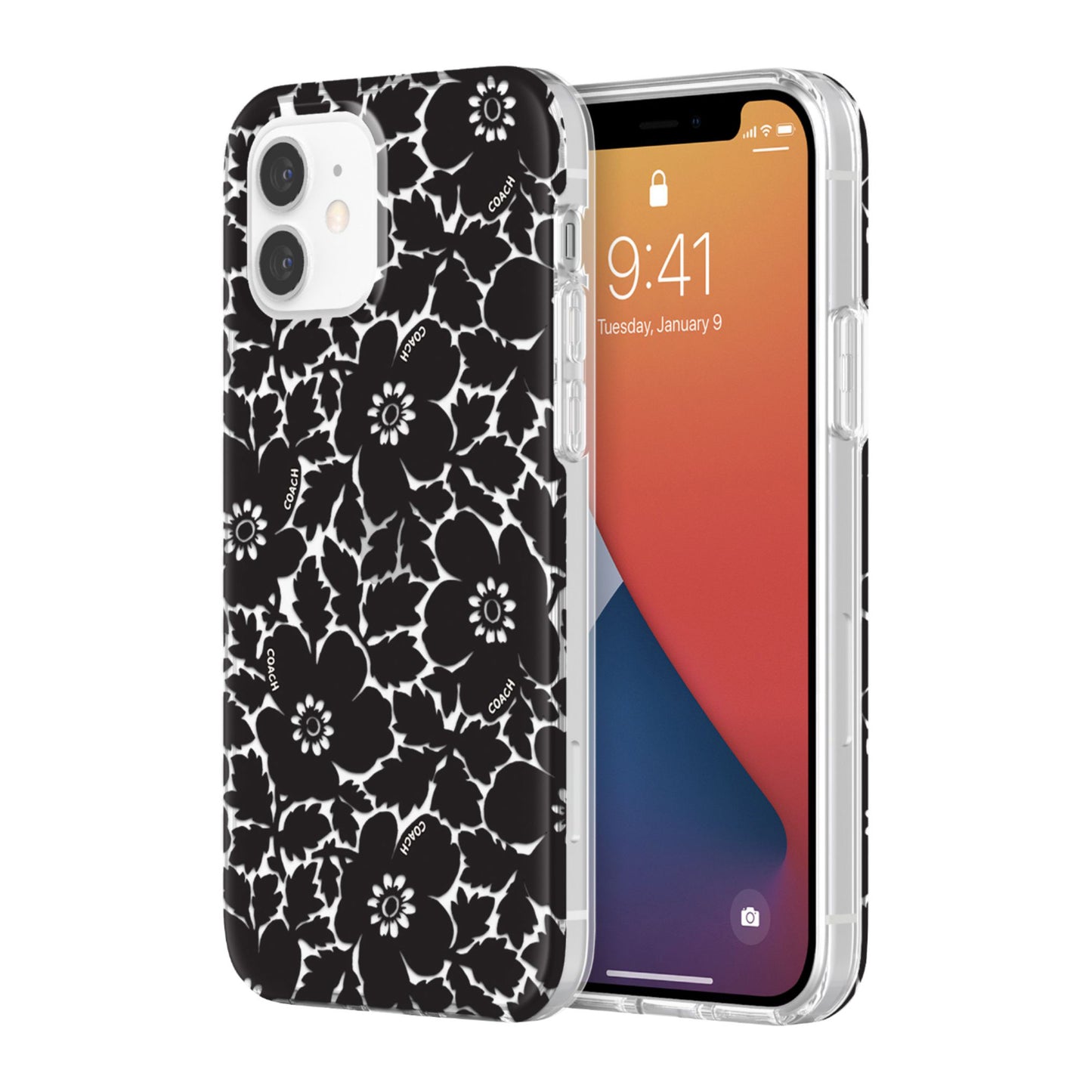 Coach - Protective Case for iPhone 12 and iPhone 12 Pro - Black Floral