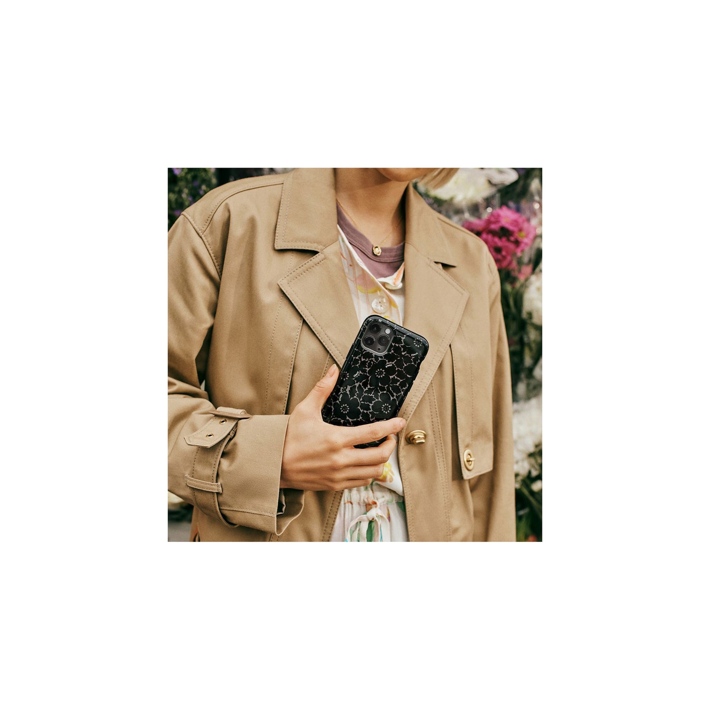 Coach - Protective Case for iPhone 12 and iPhone 12 Pro - Black Floral