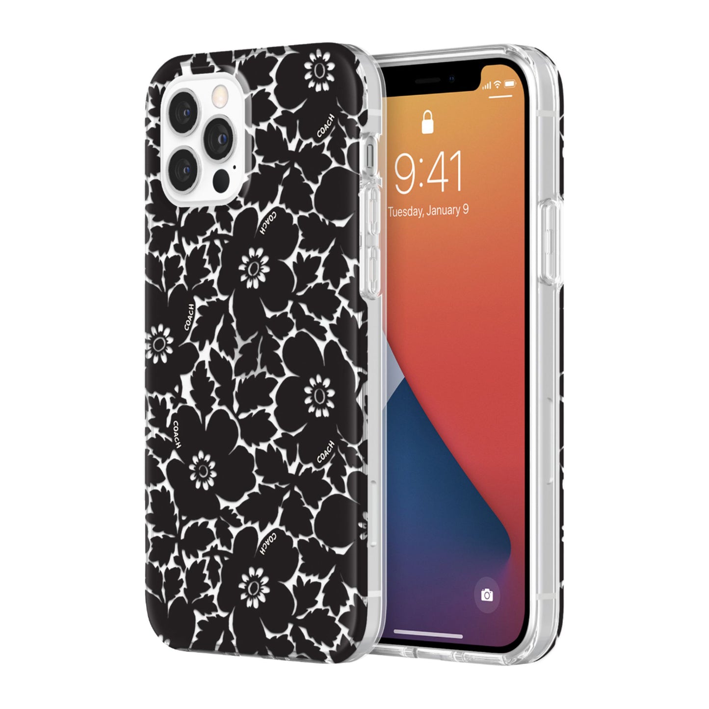 Coach - Protective Case for iPhone 12 and iPhone 12 Pro - Black Floral